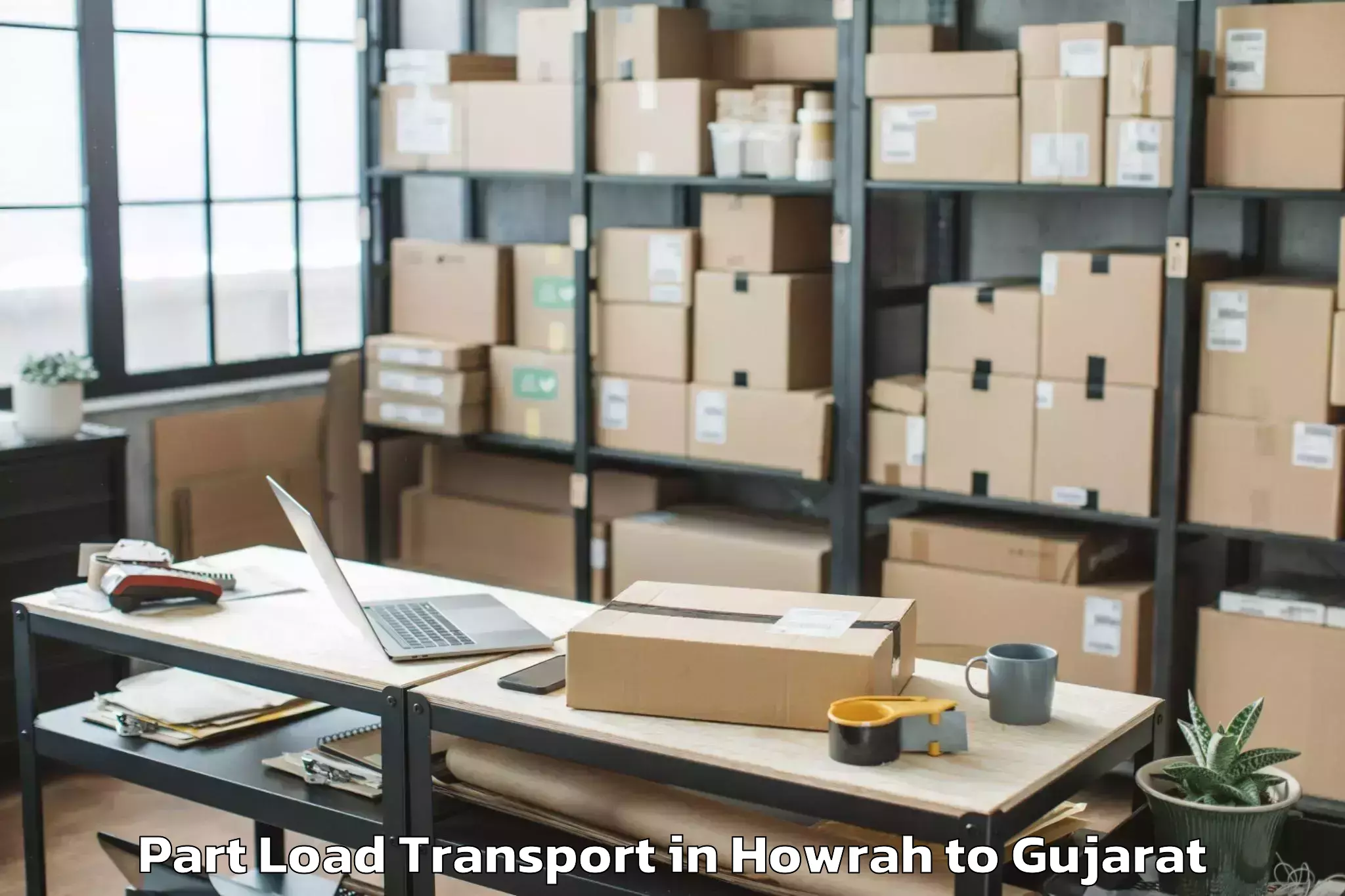 Professional Howrah to Lavad Part Load Transport